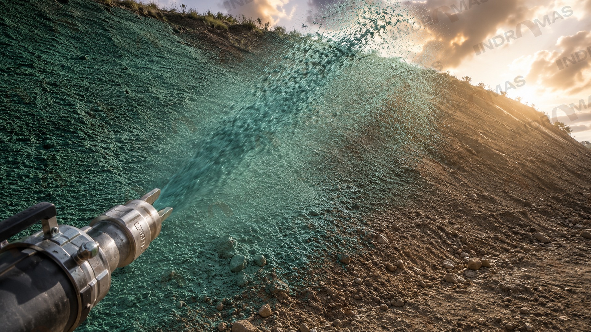 Hydroseeding applied to a slope